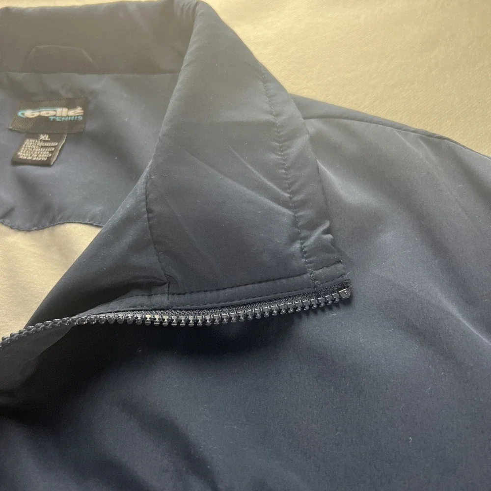 Bolle Tennis Mens Jacket Size XL Wind Breaker Full Zip Navy Blue Pockets B38